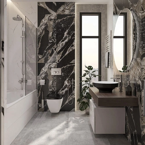 Комплект мебели STWORKI Ольборг 100 столешница дуб карпентер, без отверстий, с тумбой 50, с раковино 536729 Комплект мебели STWORKI Ольборг 100 столешница дуб карпентер, без отверстий, с тумбой 50, с раковино 536729