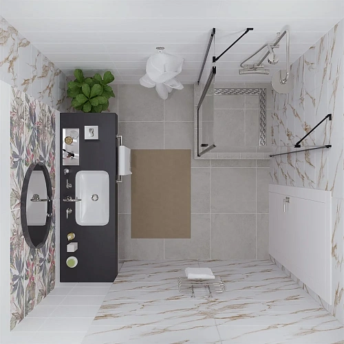 Душевой уголок DIWO Сочи 90х90 профиль черный матовый 570972 Душевой уголок DIWO Сочи 90х90 профиль черный матовый 570972