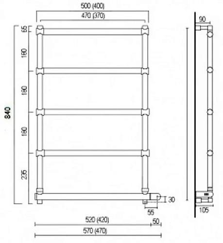 Полотенцесушитель электрический Margaroli Sole (Соле) 542-5 5424705, 47 x 87 см 5424705OBC Полотенцесушитель электрический Margaroli Sole (Соле) 542-5 5424705, 47 x 87 см 5424705OBC