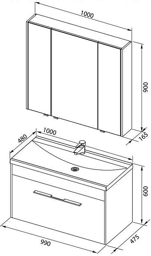 Комплект мебели Aquanet Августа 100 белый 00225238 Комплект мебели Aquanet Августа 100 белый 00225238