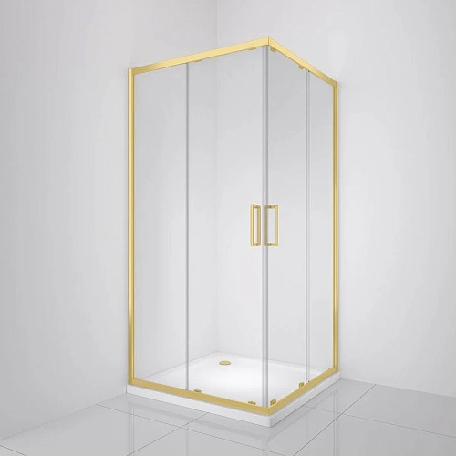 Душевой уголок BelBagno LUCE-A-2-100-C-ORO 100x100 см, профиль золото, стекло прозрачное Душевой уголок BelBagno LUCE-A-2-100-C-ORO 100x100 см, профиль золото, стекло прозрачное