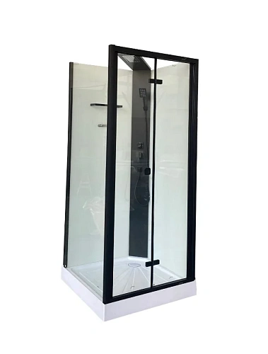 Душевая кабина Ceruttispa BELLA901B без крыши 90x90x215-225 профиль черный, стекло прозрачное Душевая кабина Ceruttispa BELLA901B без крыши 90x90x215-225 профиль черный, стекло прозрачное