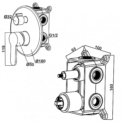 Смеситель для ванны Swedbe Platta 5521 встраиваемый подключение на 3 выхода в монтажном боксе Смеситель для ванны Swedbe Platta 5521 встраиваемый подключение на 3 выхода в монтажном боксе