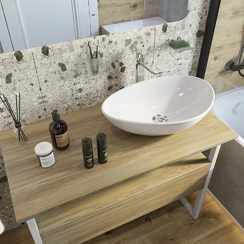 Комплект мебели DIWO Элиста 100 столешница светлое дерево раковина Moduo 55 Leaf 568126 Комплект мебели DIWO Элиста 100 столешница светлое дерево раковина Moduo 55 Leaf 568126