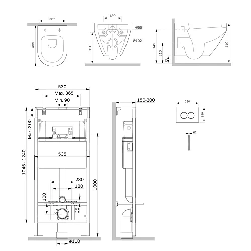 Комплект инсталляции AM.PM Spirit V2.0 IS100101.701700 MasterFit с клавишей L белый с унитазом Spirit V2.0 FlashClean с си Комплект инсталляции AM.PM Spirit V2.0 IS100101.701700 MasterFit с клавишей L белый с унитазом Spirit V2.0 FlashClean с си