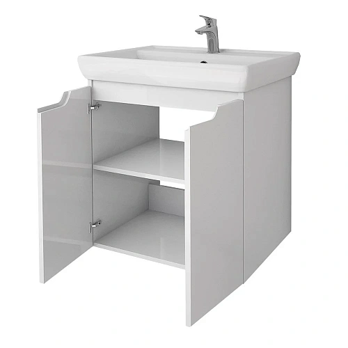 Тумба под раковину DREJA Q PLUS (D), 60 см, подвесная/напольная, 2 дверцы, с опорами, белый глянец 9 99.1004 Тумба под раковину DREJA Q PLUS (D), 60 см, подвесная/напольная, 2 дверцы, с опорами, белый глянец 9 99.1004