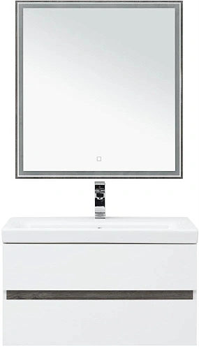 Комплект мебели Aquanet Беркли 80 белый/дуб рошелье (зеркало дуб рошелье) 00258969 Комплект мебели Aquanet Беркли 80 белый/дуб рошелье (зеркало дуб рошелье) 00258969