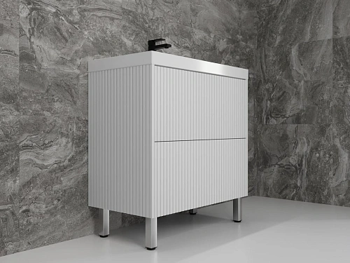 Тумба под раковину Style Line Стокгольм 80, Classic 80 белый рифленый софт, PUSH напольная ЛС-00002335 Тумба под раковину Style Line Стокгольм 80, Classic 80 белый рифленый софт, PUSH напольная ЛС-00002335