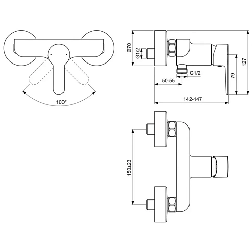 Смеситель для душа Ideal Standard SESIA BC207AA Смеситель для душа Ideal Standard SESIA BC207AA