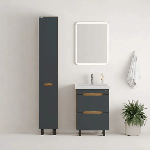 Тумба под раковину Onika Айленд 50 см 105042 напольная, графит/дуб крафт золотой (для Фостер 50) Тумба под раковину Onika Айленд 50 см 105042 напольная, графит/дуб крафт золотой (для Фостер 50)