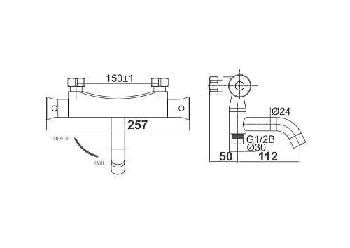 Смеситель для ванны D&K Bayern Potsdam DA2113201 термостатический Смеситель для ванны D&K Bayern Potsdam DA2113201 термостатический