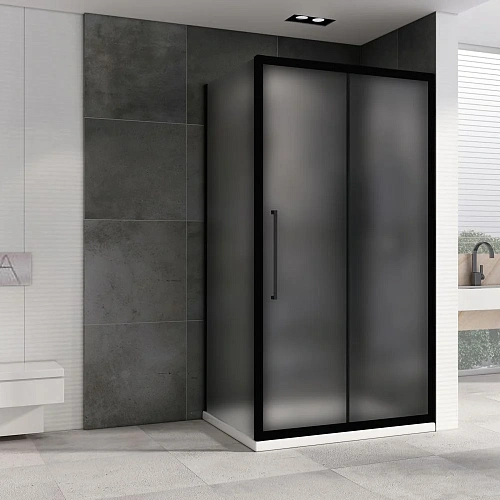 Душевой уголок ABBER Schwarzer Diamant AG30140BMH-S70BM 140x70 см универсальный, профиль черный, стекло матовое Душевой уголок ABBER Schwarzer Diamant AG30140BMH-S70BM 140x70 см универсальный, профиль черный, стекло матовое