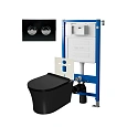 Комплект инсталляции Point Элемент П PN45121 с клавишей смыва Венера, черный/хром, PN44071BC и унитазом Вега чёрн мат, PN41711BM Комплект инсталляции Point Элемент П PN45121 с клавишей смыва Венера, черный/хром, PN44071BC и унитазом Вега чёрн мат, PN41711BM