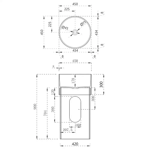 Раковина ABBER Kristall AT2701Saphir-H напольная, прозрачная, синяя Раковина ABBER Kristall AT2701Saphir-H напольная, прозрачная, синяя