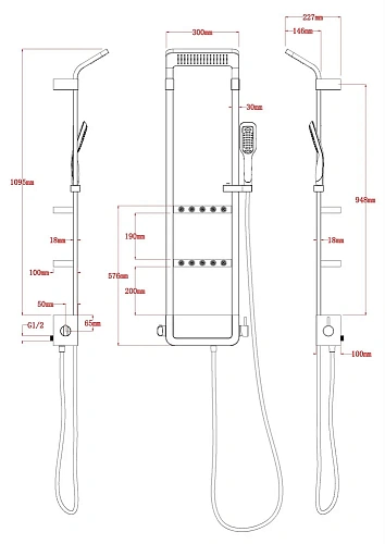 Душевая панель Black&White W3020 302000 Душевая панель Black&White W3020 302000