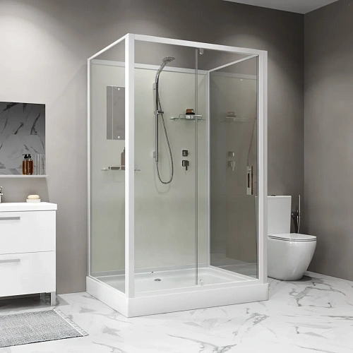 Душевая кабина Niagara Standart ST100/80/15Q/BK (100х80х200) прямоугольник, поддон 15см, распашная, проф.белый, без крыши Душевая кабина Niagara Standart ST100/80/15Q/BK (100х80х200) прямоугольник, поддон 15см, распашная, проф.белый, без крыши