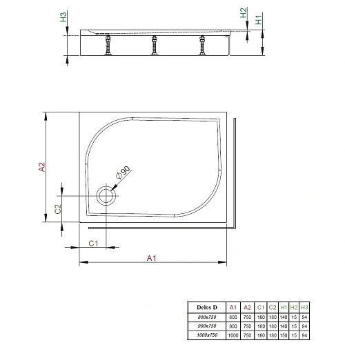 Душевой поддон Radaway Delos D1000 4D17515-03L 100x75 с панелью L Душевой поддон Radaway Delos D1000 4D17515-03L 100x75 с панелью L