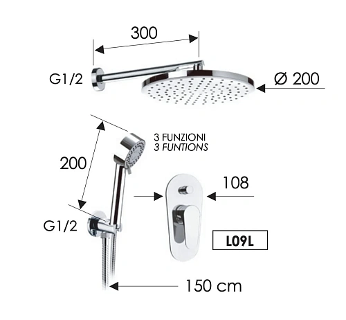 Душевая система Remer Class Line L09S02 Душевая система Remer Class Line L09S02
