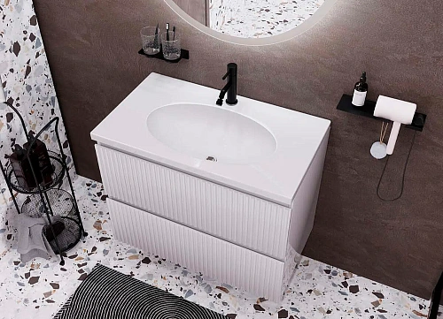 Тумба с раковиной Эстет Vegas Wave 105 ФР-00018145 800х450 подвесная 2 ящика Тумба с раковиной Эстет Vegas Wave 105 ФР-00018145 800х450 подвесная 2 ящика