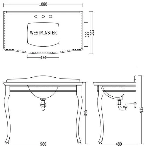 Раковина Devon&Devon Jacqueline Consolle DEJACQCAR с консолью DEJACQCARCR Раковина Devon&Devon Jacqueline Consolle DEJACQCAR с консолью DEJACQCARCR