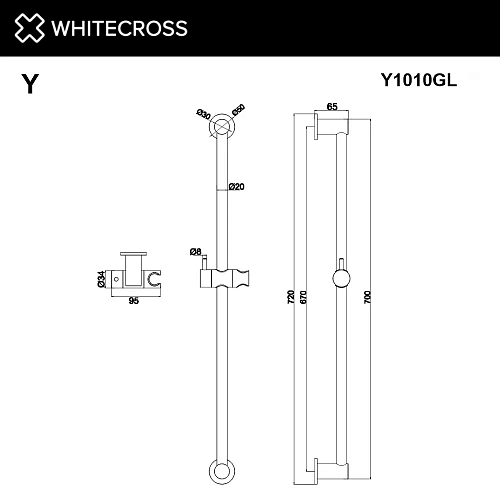 Душевая штанга WHITECROSS Y1010GLB брашированное золото Душевая штанга WHITECROSS Y1010GLB брашированное золото