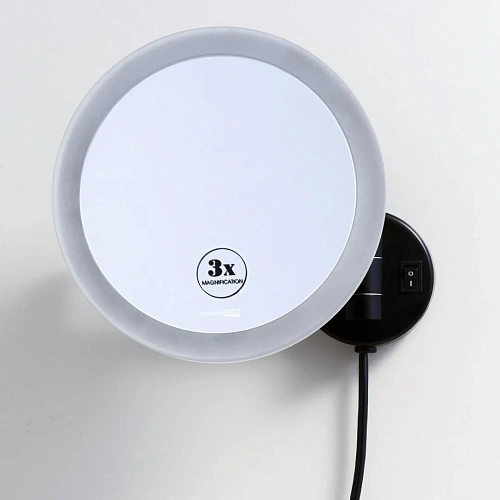 Зеркало косметическое WasserKRAFT K-1004BLACK с LED-подсветкой, 3-х кратным увеличением черный Зеркало косметическое WasserKRAFT K-1004BLACK с LED-подсветкой, 3-х кратным увеличением черный
