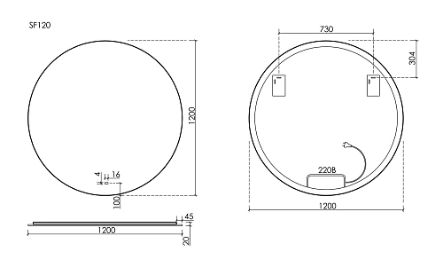 Зеркало SANCOS Sfera D1200 SF1200 c фоновой подсветкой Зеркало SANCOS Sfera D1200 SF1200 c фоновой подсветкой