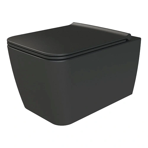 Унитаз подвесной Boheme Zen 967-SET-2-B с биде матовый черный с крышкой Унитаз подвесной Boheme Zen 967-SET-2-B с биде матовый черный с крышкой