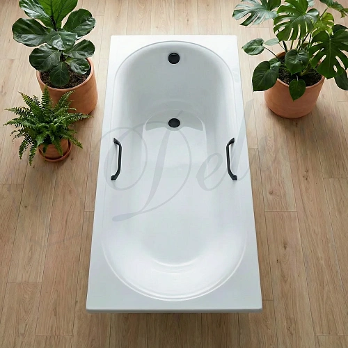 Ванна из искусственного камня Delice Dolce 170х70 DLR330058RB-G глянцевая с черными ручками Ванна из искусственного камня Delice Dolce 170х70 DLR330058RB-G глянцевая с черными ручками