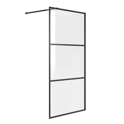 Душевая перегородка Niagara Nova NG-688-90BLACK (90x195) черный матовый, стекло прозрачное с рисунком Душевая перегородка Niagara Nova NG-688-90BLACK (90x195) черный матовый, стекло прозрачное с рисунком