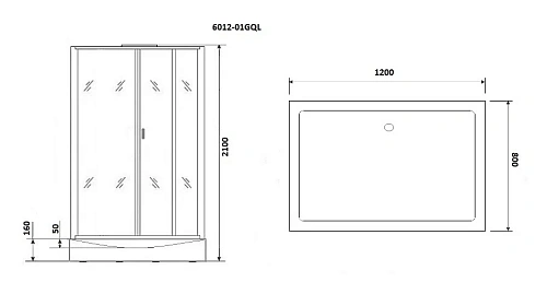 Душевая кабина Niagara Premium NG-6012-01QL (1200х800х2100) низкий поддон (16 см) стекло прозрачное 60120114QL Душевая кабина Niagara Premium NG-6012-01QL (1200х800х2100) низкий поддон (16 см) стекло прозрачное 60120114QL