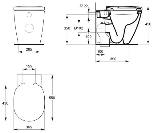 Унитаз приставной Ideal Standard CONNECT E803401 без сиденья Унитаз приставной Ideal Standard CONNECT E803401 без сиденья