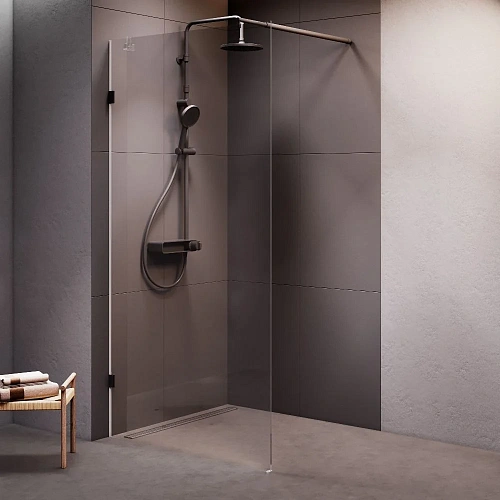 Душевая перегородка AM.PM X-Joy W94WI-100-F1-BTE 100x195, стекло прозрачное 6 мм с покрытием, профиль черный Душевая перегородка AM.PM X-Joy W94WI-100-F1-BTE 100x195, стекло прозрачное 6 мм с покрытием, профиль черный