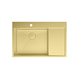 Детальная картинка товара «кухонная мойка lemark kezadra 780l из нержавеющей стали, с крылом (чаша слева), светлое золото 9938150»