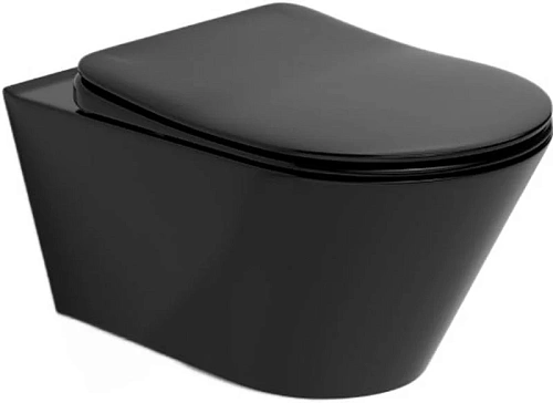 Унитаз подвесной Boheme Avva 972-B черный матовый без сиденья Унитаз подвесной Boheme Avva 972-B черный матовый без сиденья