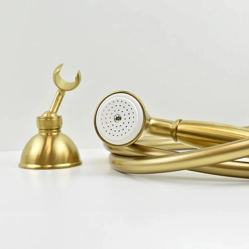 Смеситель для ванны Paini Duomo 88PJ105 с аксессуарами, золото матовое Смеситель для ванны Paini Duomo 88PJ105 с аксессуарами, золото матовое