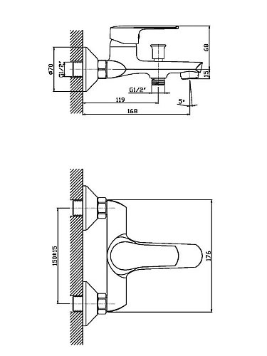 Смеситель для ванны Orange Sofi M43-100cr Смеситель для ванны Orange Sofi M43-100cr