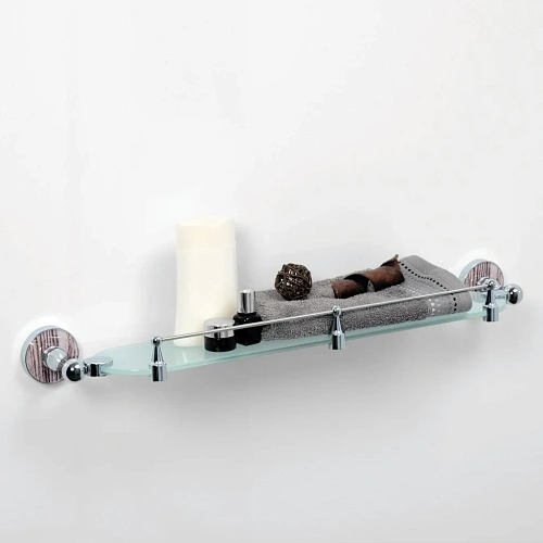 Полка WasserKRAFT Regen K-6944 стеклянная с бортиком хром Полка WasserKRAFT Regen K-6944 стеклянная с бортиком хром