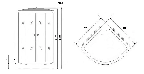 Душевая кабина Niagara Luxe NG-7715G (900x900х2150) низкий поддон стенки золото Душевая кабина Niagara Luxe NG-7715G (900x900х2150) низкий поддон стенки золото