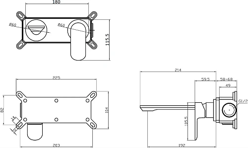 Смеситель для раковины STWORKI Ноттвиль NO-03cr С ВНУТРЕННЕЙ ЧАСТЬЮ, хром, скрытого монтажа, настенн 550031 Смеситель для раковины STWORKI Ноттвиль NO-03cr С ВНУТРЕННЕЙ ЧАСТЬЮ, хром, скрытого монтажа, настенн 550031