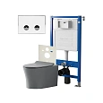Комплект инсталляции Point Элемент П PN45121 с клавишей смыва Венера, белый/хром, PN44071WC и унитазом Вега сер мат, PN41711GM Комплект инсталляции Point Элемент П PN45121 с клавишей смыва Венера, белый/хром, PN44071WC и унитазом Вега сер мат, PN41711GM