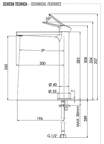 Смеситель для раковины Remer Slash SL11L Смеситель для раковины Remer Slash SL11L