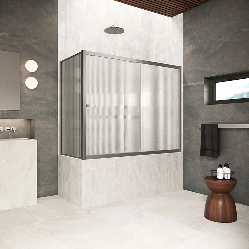 Шторка на ванну Vegas-glass ZV+ZVF Protec 160*75 11 Moru 1600x750 мм, профиль оружейная сталь, стекло Moru Шторка на ванну Vegas-glass ZV+ZVF Protec 160*75 11 Moru 1600x750 мм, профиль оружейная сталь, стекло Moru