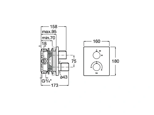 Смеситель для душа Roca T-2000 скрытого монтажа 5A2C88C00 Смеситель для душа Roca T-2000 скрытого монтажа 5A2C88C00