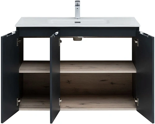 Тумба под раковину Aquanet Алвита New 100 3 дверцы, антрацит 00277531 Тумба под раковину Aquanet Алвита New 100 3 дверцы, антрацит 00277531