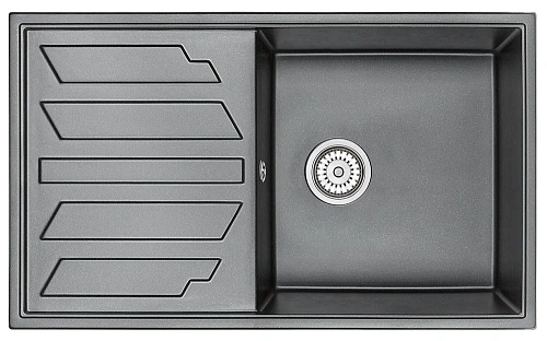Кухонная мойка Granula 8601, ШВАРЦ (чёрный металлик), кварц 860х500 Кухонная мойка Granula 8601, ШВАРЦ (чёрный металлик), кварц 860х500