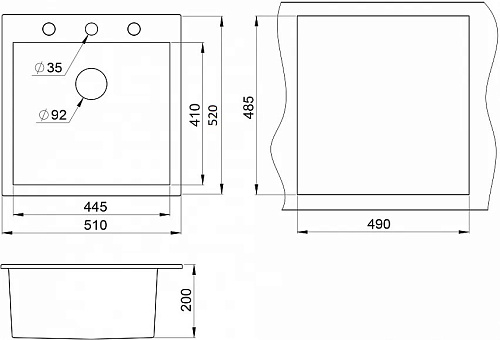 Кухонная мойка Granula 5102, АЛЮМИНИУМ, кварц 510x520 Кухонная мойка Granula 5102, АЛЮМИНИУМ, кварц 510x520