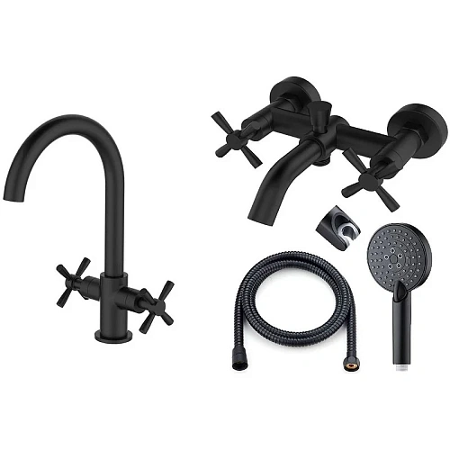 Комплект смесителей Orange Mia M34-381b черный Комплект смесителей Orange Mia M34-381b черный