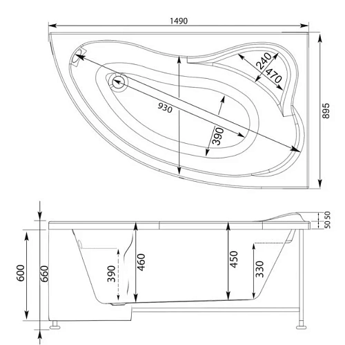 Каркас для ванны Aquanet Atlanta 150x90 00186202 Каркас для ванны Aquanet Atlanta 150x90 00186202