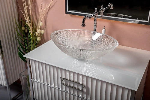 Тумба под раковину Boheme MONACO 80см h74см белая глянец + хром под раковину чашу 867-080-WCR Тумба под раковину Boheme MONACO 80см h74см белая глянец + хром под раковину чашу 867-080-WCR